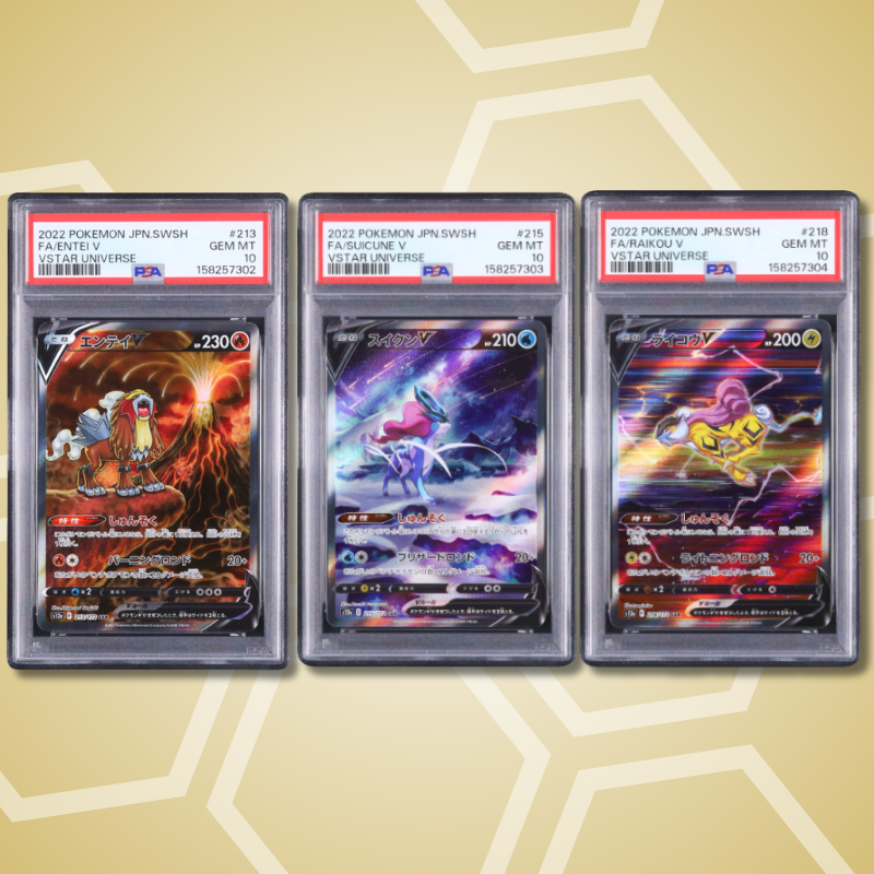 Entei, Suicune & Raikou V – VSTAR Universe SAR Trio | PSA 10 | Fortlaufende Certs