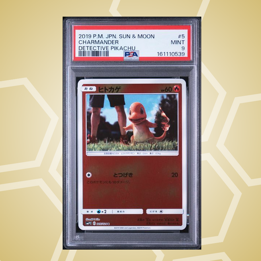 Glumanda (Charmander) – Sun & Moon Detective Pikachu JP – PSA 9 (2019)