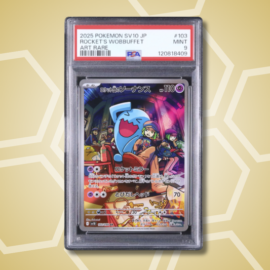2025 Pokemon Japanese Rocket’s Wobbuffet AR Glory of Team Rocket SV10 #103 PSA 9