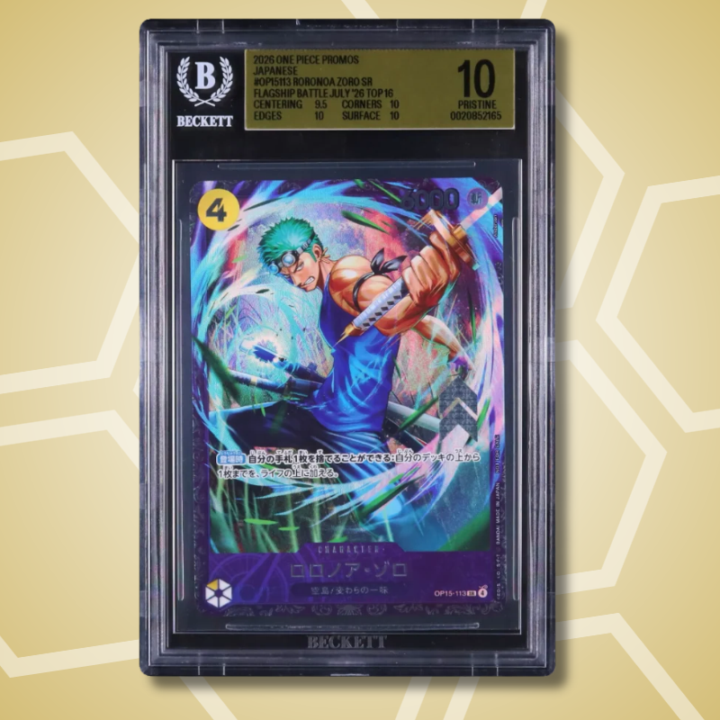 2026 One Piece Japanese Roronoa Zoro SR Alternate Art Official Event Prize #113 BGS 10