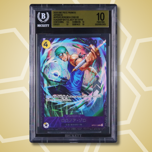2026 One Piece Japanese Roronoa Zoro SR Alternate Art Official Event Prize #113 BGS 10