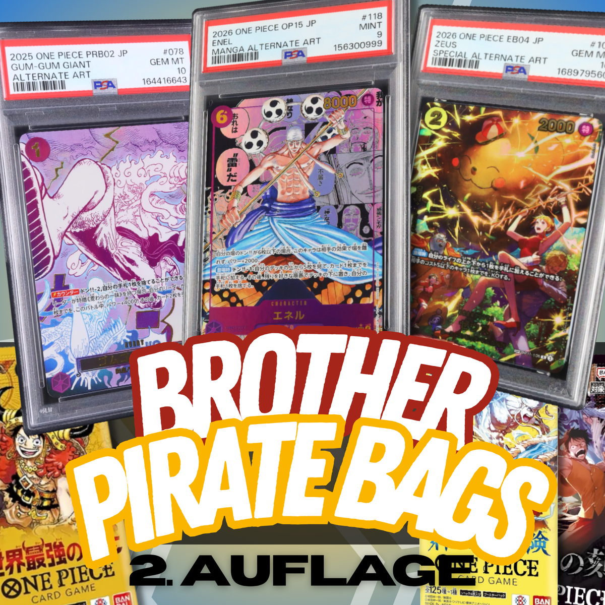 Brother Pirate Bags – 2. Auflage (JP) mit Enel Manga Alternate Art, Gum-Gum Giant und Zeus