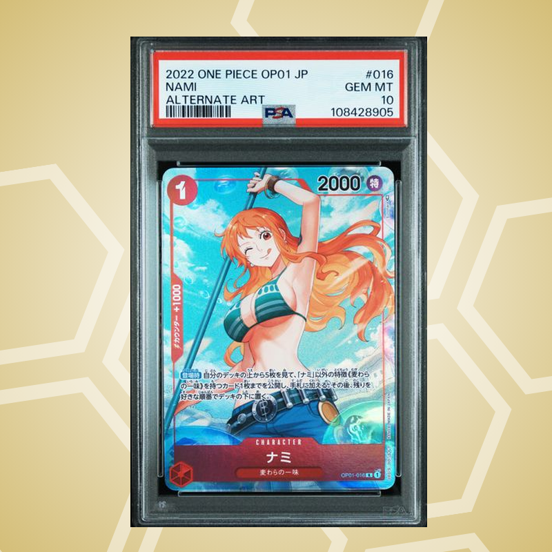 2022 One Piece Japanese Op01-Romance Dawn #016 Nami Alternate Art – PSA 10