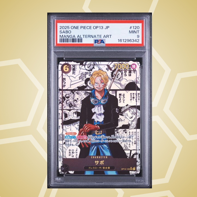 2025 One Piece Japanese Op13-Carrying On His Will #120 Sabo Manga Alternate Art – PSA 9