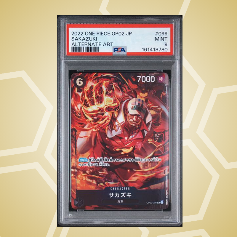 2022 One Piece Japanese Op02-Paramount War #099 Sakazuki Alternate Art – PSA 9