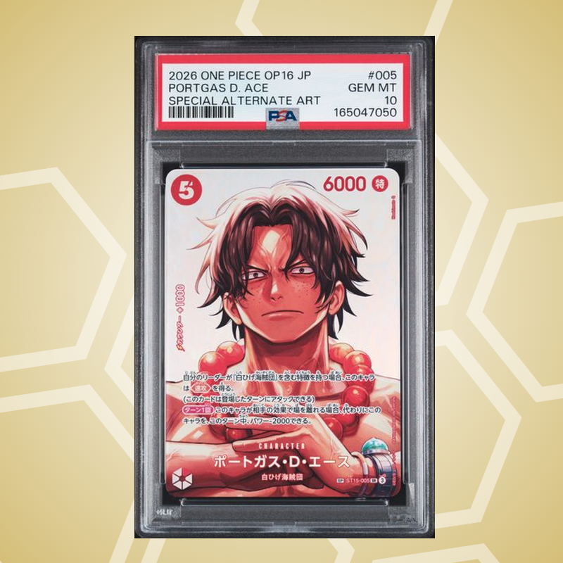 2026 One Piece Japanese Op16-The Time Of Battle #005 Portgas D. Ace Special Alternate Art – PSA 10